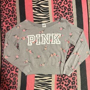 PINK Victoria's Secret floral print off shoulder long sleeve/pullover sweater